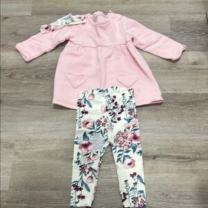 H&M Floral Pink Heart Matching Set with Headband.  Size 18-24 months